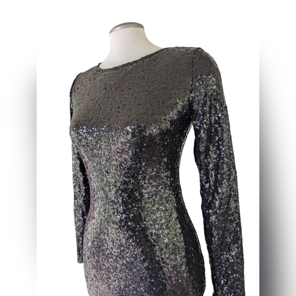 Revamped Black Sequin Party Dress Size Medium Gala Party Cocktail Mini Dress